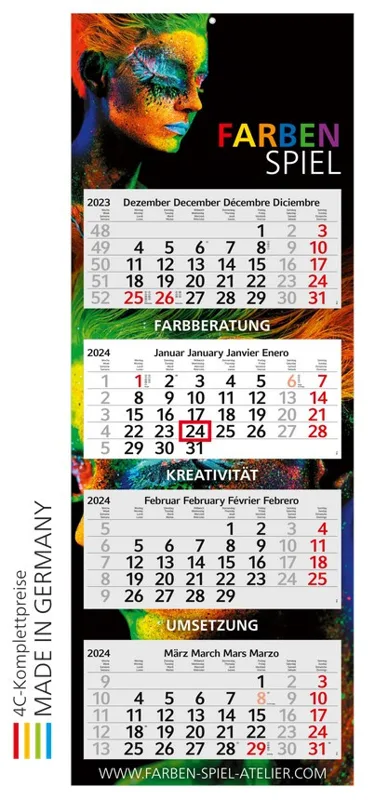 4-Monats-Wandkalender mit Werbefläche als Produktbeispiel